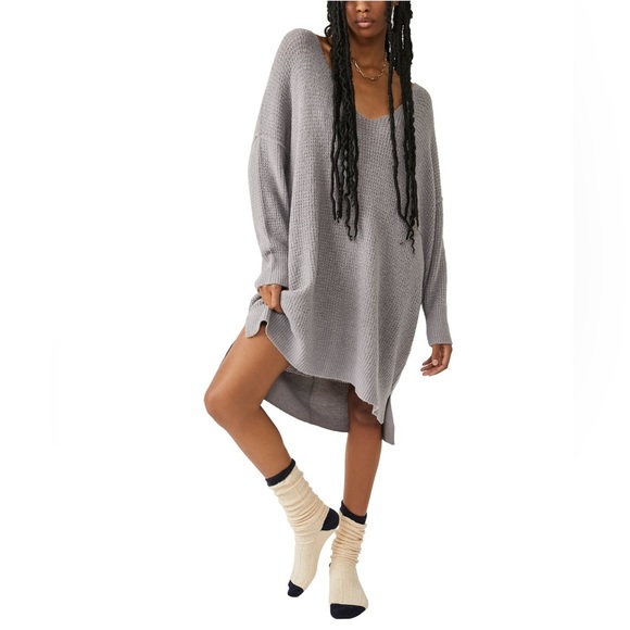 Free People Sweaters - NWT Free People COZY sweater dress in light grey
